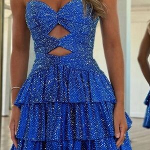 Sherri Hill Sparkling Blue Mini Dress